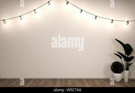 mock up poster cabinet Modern in living room with white wooden floor. 3d rendering Stock Photo