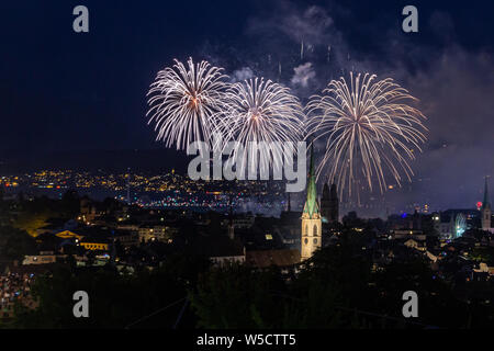 Fireworks in Zurich Stock Photo