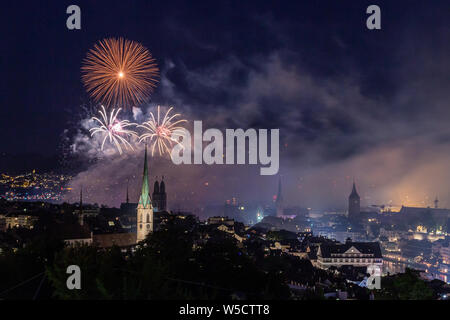 Fireworks in Zurich Stock Photo