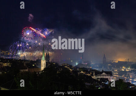 Fireworks in Zurich Stock Photo