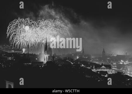 Fireworks in Zurich Stock Photo