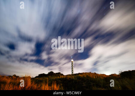 Bunbury Lighthouse at Night with Stars and Moon Sky Western Australia Stock Photo