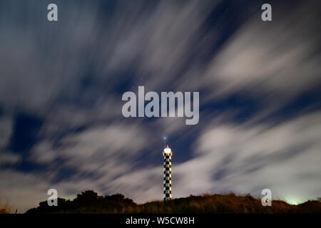 Bunbury Lighthouse at Night with Stars and Moon Sky Western Australia Stock Photo