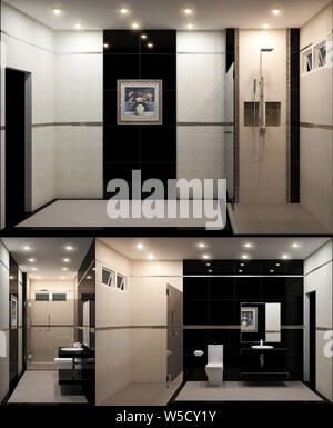 White toilet decoration in the bathroom. 3d rendering Stock Photo