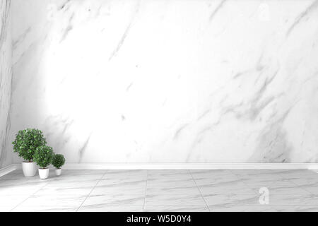 Granite room interior - Empty room of natural stone granite wall and tiles floor stone granite, empty room tropical style. 3D rendering Stock Photo