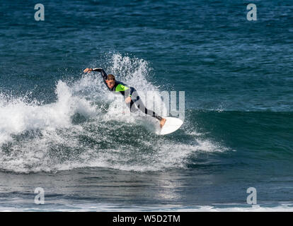 Short Board Surfing, Playa de las Americas Stock Photo