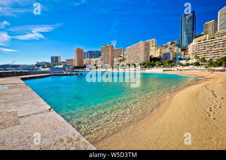 Les Plages skyline and emerald beach view, Principality of Monaco Stock Photo