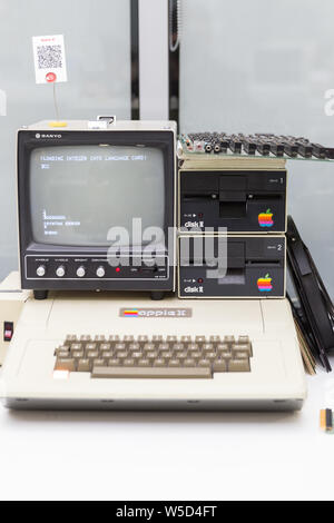 MOSCOW, RUSSIA - JUNE 11, 2018: Old original Apple Mac computer in museum in Moscow Russia Stock Photo