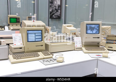 MOSCOW, RUSSIA - JUNE 11, 2018: Old original Apple Mac computer in museum in Moscow Russia Stock Photo
