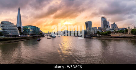 Panoramic view of London CIty skyline at sunset Stock Photo