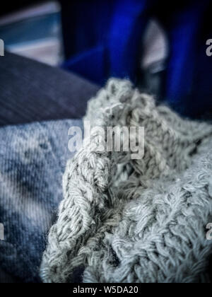 A close-up of a piece of a white woolen cloth Stock Photo
