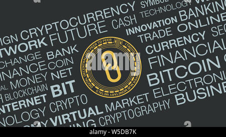 word cloud about cryptocurrency and blockchain concept Stock Photo