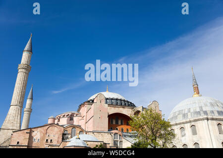 View at Hagia Sophia domes and minarets in the old town of Istanbul, Turkey Stock Photo