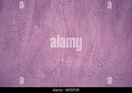 Acrylic painted wall. Purple background. Abstract pink pattern. Creative violet card in modern style. Weathered template, grunge backdrop. Textured co Stock Photo