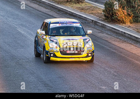Rome,Italy - July 21, 2019:At Rome capital city Rally public event, the fast rally car quickly runs on the track created for the occasion on the Ostia Stock Photo
