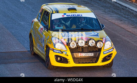 Rome,Italy - July 21, 2019:At Rome capital city Rally public event, the fast rally car quickly runs on the track created for the occasion on the Ostia Stock Photo