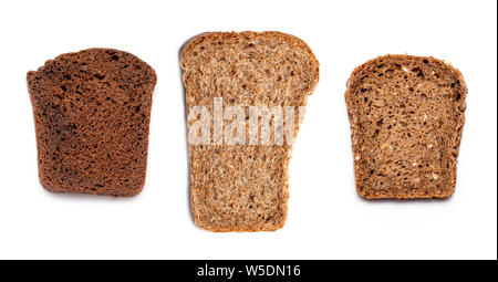 Top view of Slices multi Grain brown Bread isolated on white Background Stock Photo
