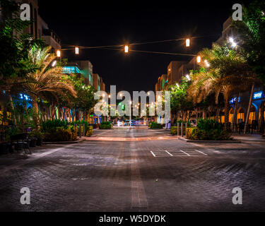 A fully lighted street walkway lighted for some celebrations or events. Stock Photo