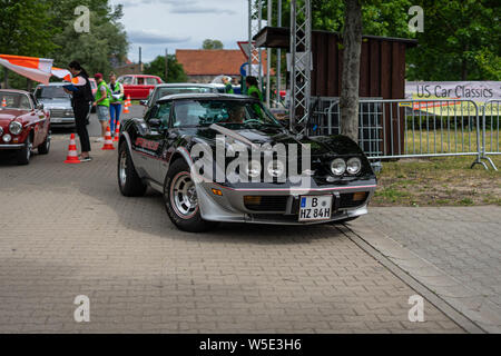 PAAREN IM GLIEN, GERMANY - JUNE 08, 2019: Sports car Chevrolet Corvette (C3) Stingray Coupe. Die Oldtimer Show 2019. Stock Photo