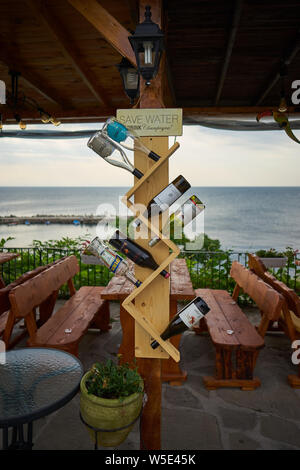 NESSEBAR, BULGARIA - JUNE 22, 2019: Fragment of the interior of the coastal cafe. Stock Photo