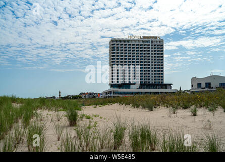 WARNEMUENDE (ROSTOCK), GERMANY - JULY 25, 2019: The five-star hotel Neptun on the Baltic Sea. Stock Photo