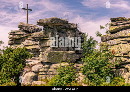 Summit-cross on a mountain in Austria Stock Photo