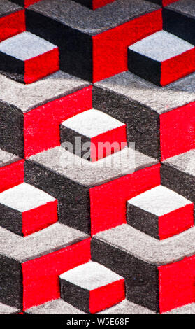 Geometric abstract pattern on a carpet rug Stock Photo