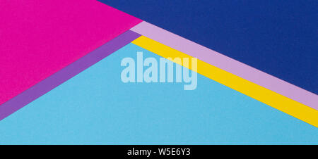 Abstract geometric paper banner background with trendy light blue, yellow, pink, purple color paper texture background Stock Photo