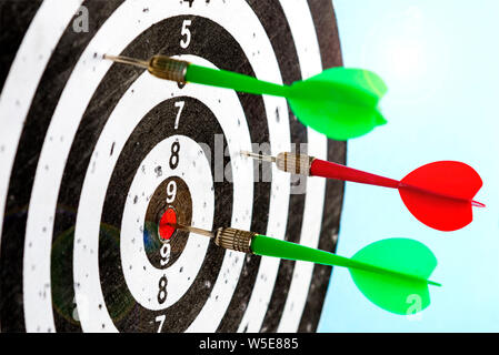 Aim with arrows in the center. Hit the target. Stock Photo