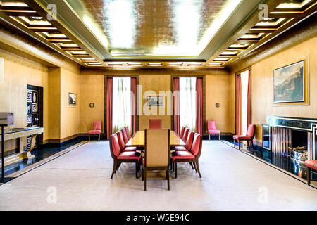 Art Deco style dining room at Eltham Palace, Eltham, UK Stock Photo