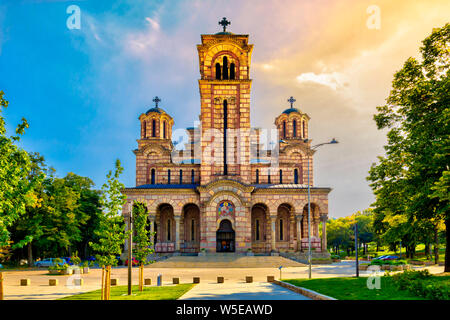 St. Mark Church in the Tasmajdan park in Belgrade. Stock Photo