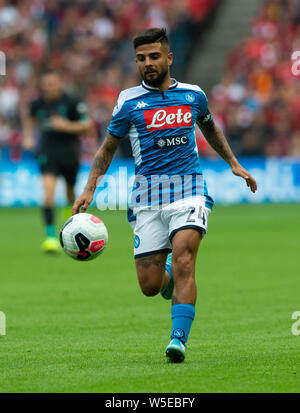 Edinburgh, UK. 28th July, 2019. EDINBURGH, SCOTLAND - JULY 28: Napoli Left Winger, Lorenzo Insigne, during the Pre-Season Friendly match between Liverpool FC and SSC Napoli at Murrayfield on July 28, 2019 in Edinburgh, Scotland. (Photo by Alamy/Ian Jacobs) Credit: Ian Jacobs/Alamy Live News Stock Photo