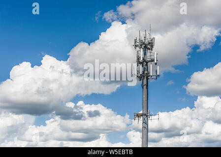 Communications Cell Phone Tower  LTE 4G 5G located in the City of Tavares, Florida USA Stock Photo