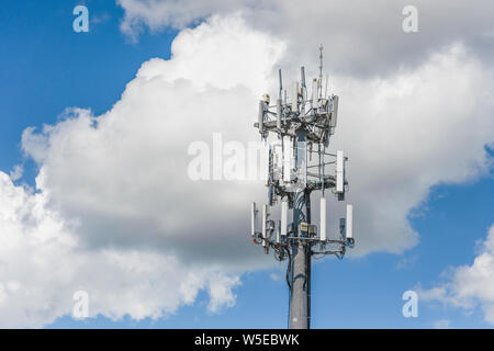 Communications Cell Phone Tower  LTE 4G 5G located in the City of Tavares, Florida USA Stock Photo