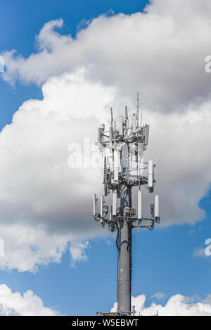 Communications Cell Phone Tower  LTE 4G 5G located in the City of Tavares, Florida USA Stock Photo