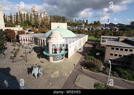 Madurodam miniature park in The Netherlands is Holland’s smallest city, the park that shows most of the Dutch monuments under a clear cloudy sunny day Stock Photo