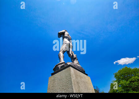 Buffalo, USA-20 July, 2019: Replica Michelangelo Statue of David locate in Delaware Park in Buffalo Stock Photo