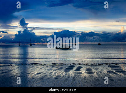 Fiji Bay at Sunset - South Pacific Stock Photo