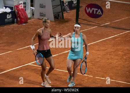 Palermo, Italy. 27th July, 2019. Ekaterine Gorgodze and Arantxa Rus during a WTA semifinal match of 30° Palermo Ladies Open. Credit: Antonio Melita/Pacific Press/Alamy Live News Stock Photo