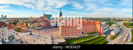 Aerial view of old town in Warsaw, Poland, on a summer day, panoramic image Stock Photo