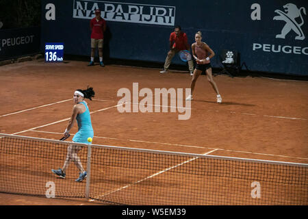 Palermo, Italy. 27th July, 2019. Ekaterine Gorgodze and Arantxa Rus during a WTA semifinal match of 30° Palermo Ladies Open. Credit: Antonio Melita/Pacific Press/Alamy Live News Stock Photo