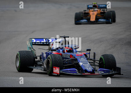 Hockenheim, Germany. 28th July, 2019. Scuderia Toro Rosso's Russian driver Daniil Kvyat competes during the German F1 Grand Prix race. Credit: SOPA Images Limited/Alamy Live News Stock Photo