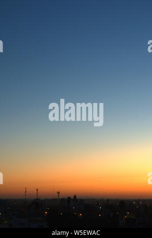 Early morning sky over Mendoza, Argentina just a few minutes before sunrise. Plenty of negative space. Stock Photo