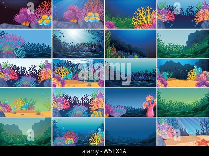 Set of scenes in nature setting illustration Stock Vector