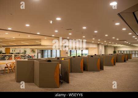 Interior view of the library of the Chinese University of Hong Kong, Shenzhen, abbreviated as CUHK-Shenzhen, in Shenzhen city, south China's Guangdong Stock Photo