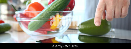 Chef Showing Organic Vegetable Salad Ingredient Stock Photo