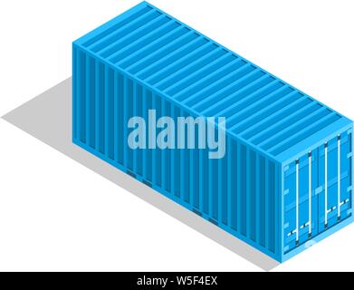 Cargo containers isolated on white background. Isometric illustration. Stock Vector