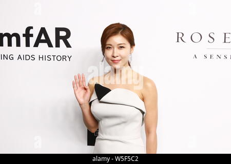 South Korean actress Jeon Hae-rim, better known by her stage name Ha Ji-won, attends the amfar gala event in Hong Kong, China, 25 March 2019. Stock Photo