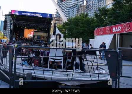 Montreal Quebec, Canada. Jul 2019. Events, comedy shows, performers, and fun and food, at the Just For Laughs Festival. Illustrative Editorial. Stock Photo