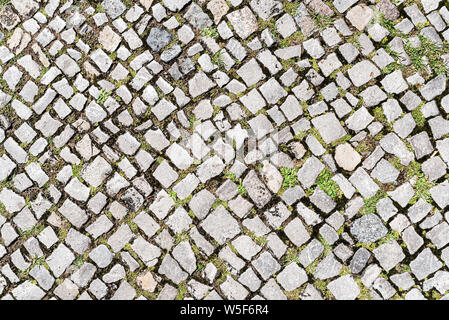 directly above shot of cobblestone pavement background Stock Photo